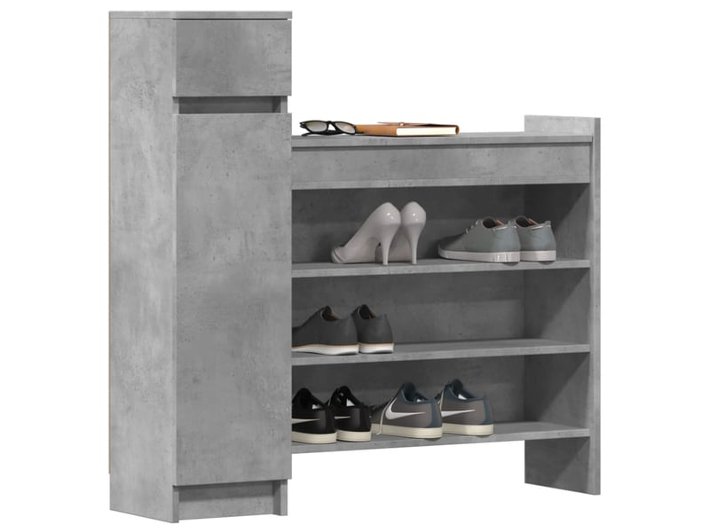  Meuble à chaussure, armoire à chaussures gris béton bois d'ingénierie  - Conforama D