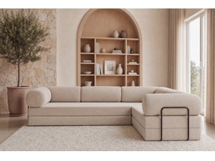 Canapé d'angle réversible convertible CASANOVA 4 places Velours côtelé Beige