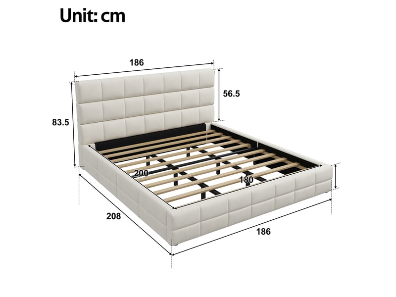  Lit plateforme rembourré 180 x 200 cm beige  - Conforama E
