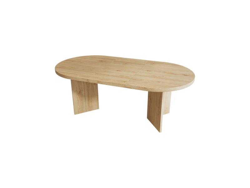 Table à manger 160x80 cm – bois chêne – 6–8 places – coins arrondis – plateau épais – style simple – couleur chêne  - Conforama E