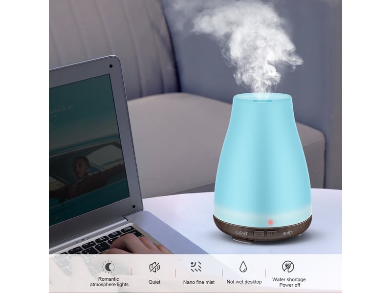  Diffuseur d'huiles essentielles 100ml – avec 7 lumières led  - Conforama D