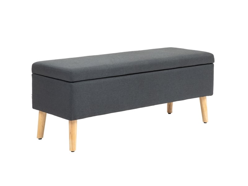  Banc de rangement tcqpz rembourré 110 x 39 x 45 cm coffre rabattable polyester gris foncé  - Conforama A