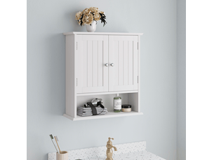 Armoire murale de salle de bains blanche en mdf avec 2 portes et étagères réglables