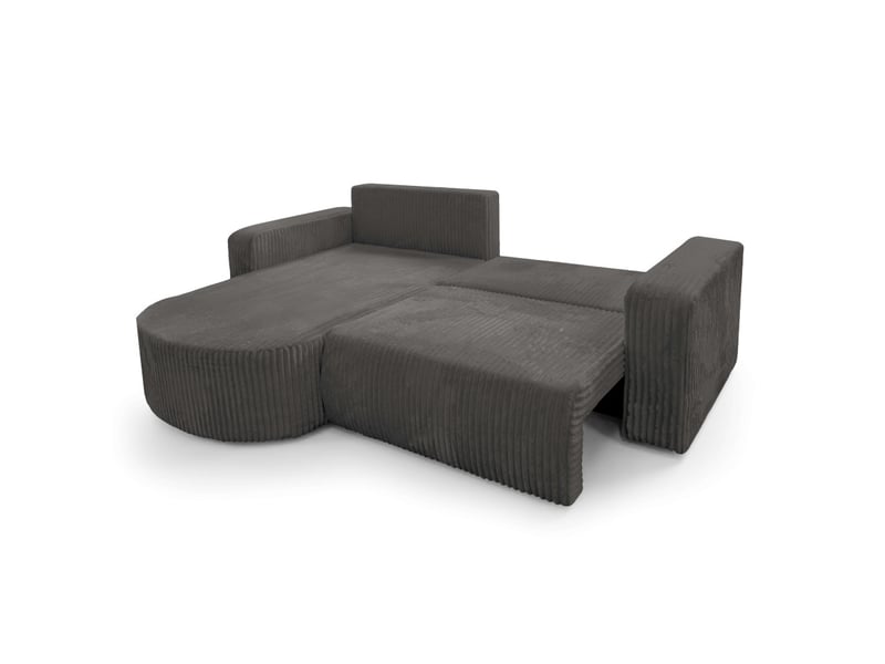  Kiara - canapé d'angle compact réversible et convertible 4 places en velours côtelé épais  - Conforama C