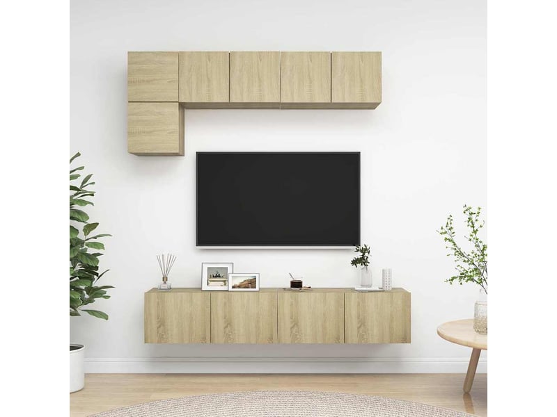  Ensemble de meuble tv - banc tv - meuble de rangement 5 pcs chêne sonoma bois d'ingénierie  - Conforama B