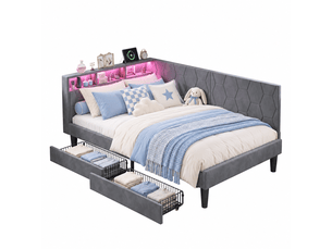 Lit banquette 140x200 cm WOEDVJN   coloris gris