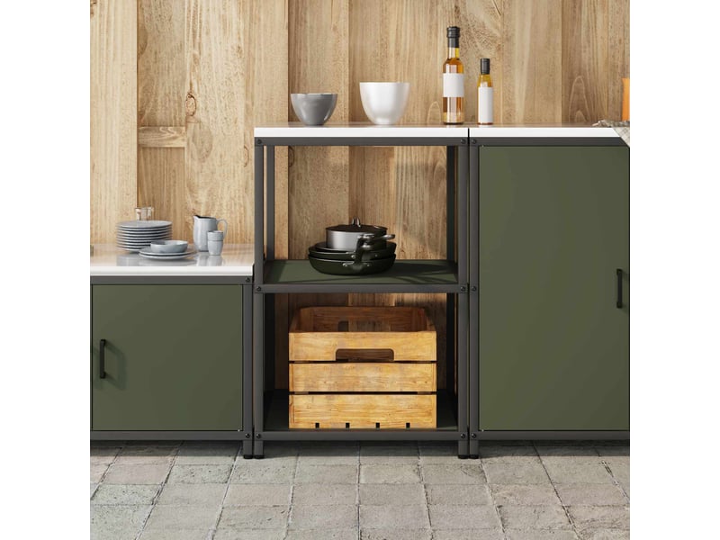 Étagère de cuisine, étagère de rangement hattem vert olive 60x50x92cm acier - Conforama D