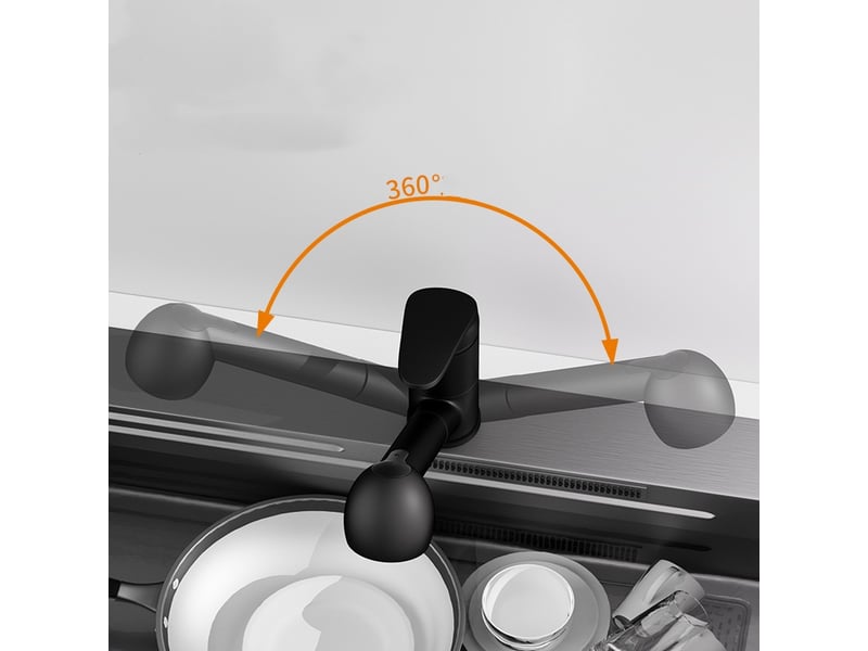  Robinet de cuisine noir avec douchette – mitigeur en acier inoxydable  - Conforama D