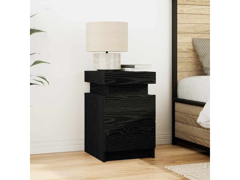  Table de chevet avec tiroir 2 pièces chêne noir 35 x 39 x 55 cm  - Conforama D
