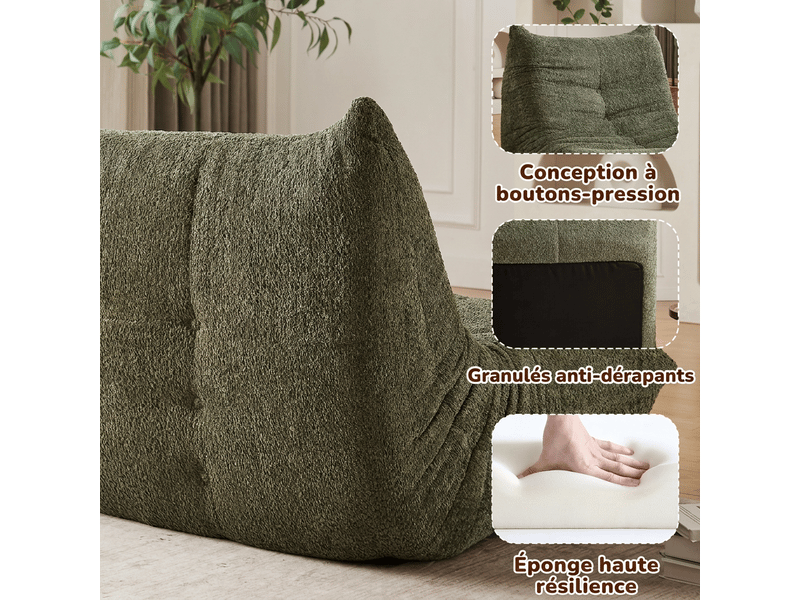  Canapé chenille fauteuil de sol lounge sans accoudoirs mousse  - Conforama D