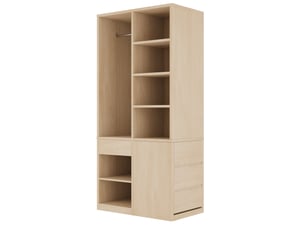 Armoire dressing 70 x 50 x 170 cm – décor bois – penderie, étagères, 3 tiroirs et placard fermé
