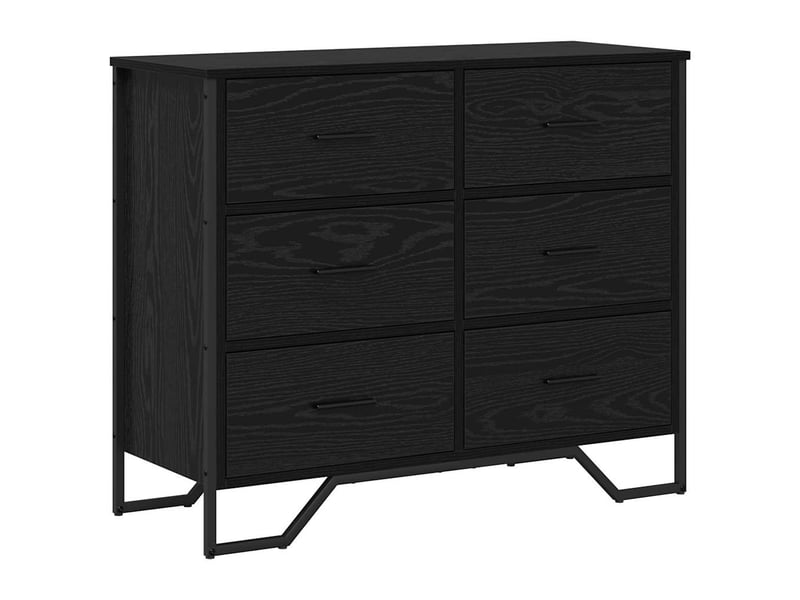  Commode chambre adulte, armoire à tiroirs 6-tiroir chêne noir 91x35,5x74,5 cm  - Conforama A
