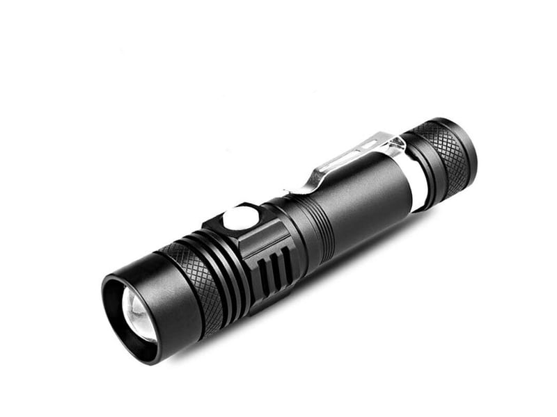 Lampe torche led rechargeable usb,3 modes eclairage, lampe de poche zoomable pour ménage, le camping, la randonnée, d'urgence - Conforama A