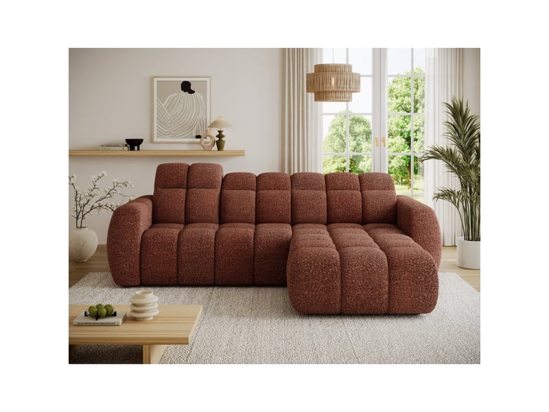 Canapé d'angle électrique fanoti 3 places rouge chiné – angle droit - Conforama E