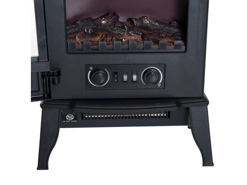  Cheminée électrique sur pied 2000 w avec effet flammes led, silencieuse, métal, protection thermique  - Conforama D