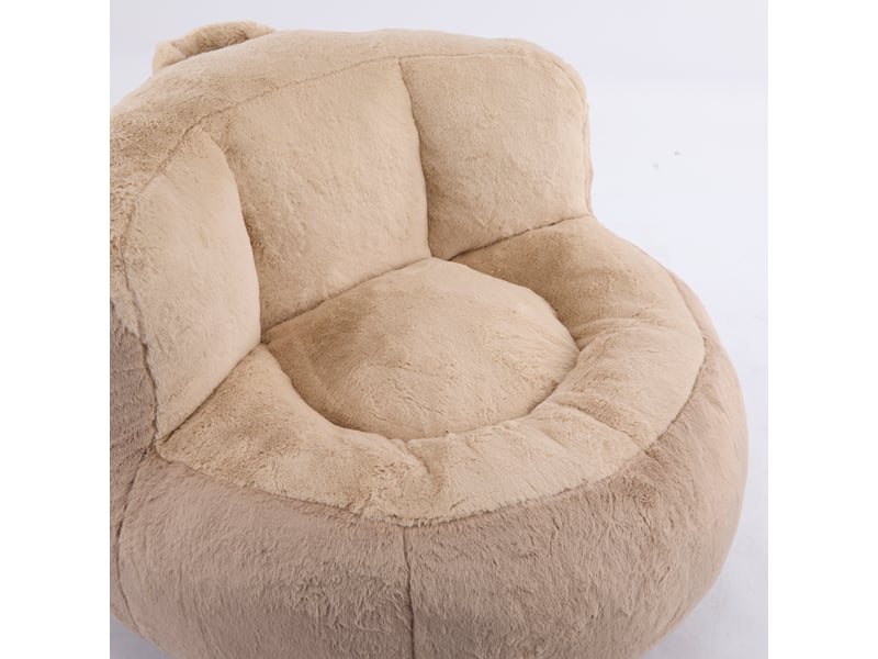  Fauteuil poire géant pour salon en fausse fourrure douce, canapé lounge rembourré de mousse, marron camel, sans montage  - Conforama R