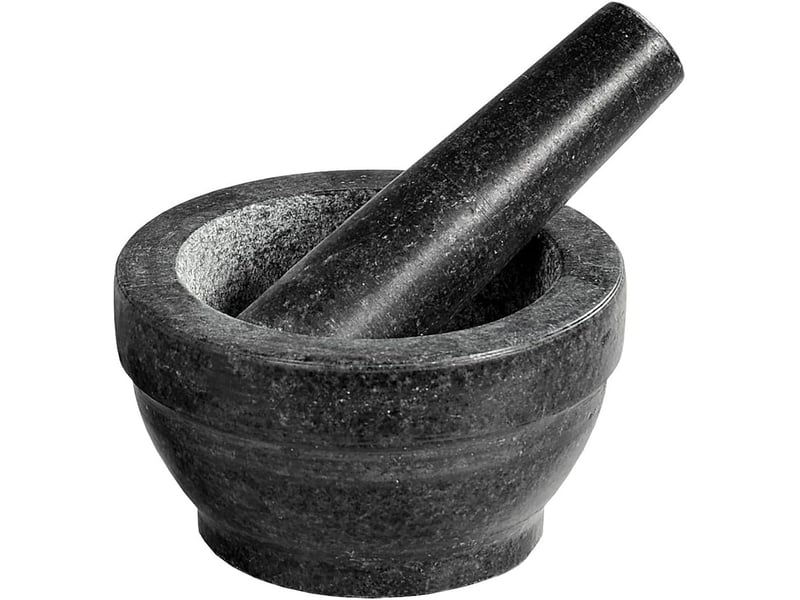 Mortier et pilon en granite poli – 13 x 9cm - Conforama A