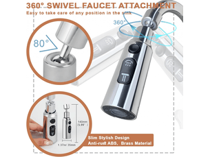 Aérateur de robinet 3 modes rotatif 360° tête douchette evier cuisine brise jet robinet cuisine d'eau pour robinet embout robinet cuisine adaptateur