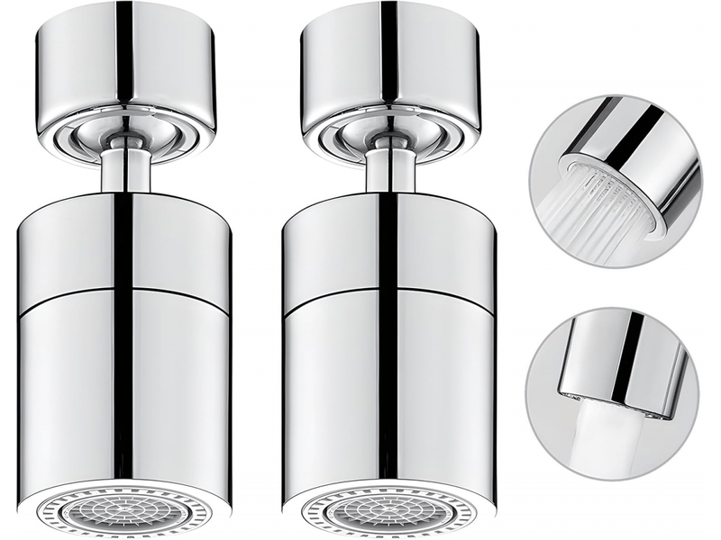  Aérateur de robinet rotatif à 360°, bec de robinet de cuisine rotatif, adapté aux robinets d'évier de cuisine et de salle de bain (argent), 2 pièces  - Conforama A