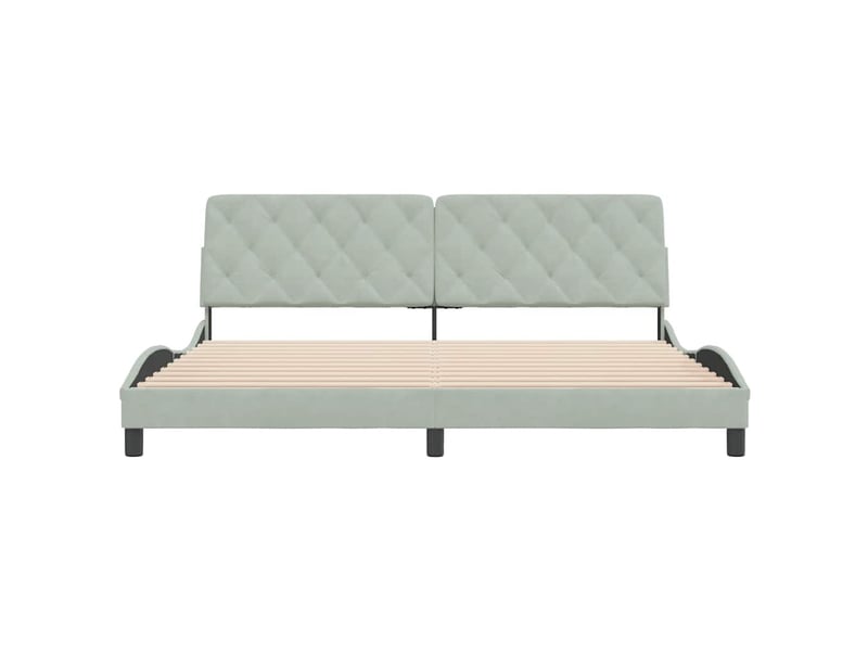  Lit double- lit adulte -  cadre de lit sans matelas gris clair 200x200 cm velours  - Conforama D