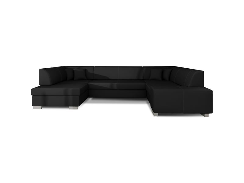 Canapé panoramique en u noir convertible 6 places havane confort moelleux  - Conforama A