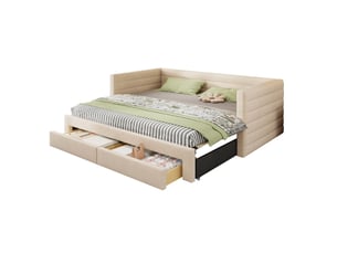Lit banquette 90x200 cm <strong>SAPGAKS</strong> <strong></strong> coloris beige