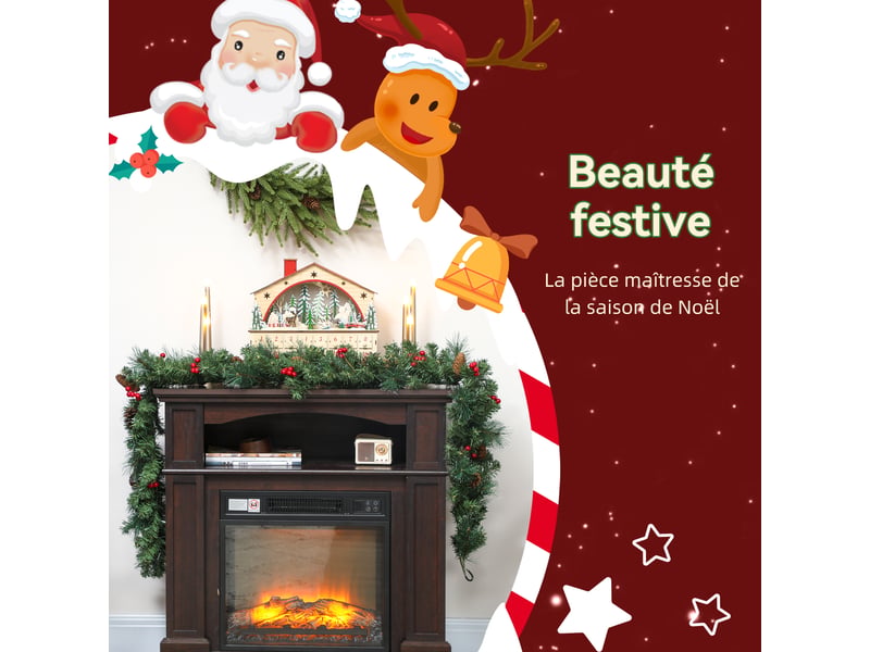  Guirlande de noël artificielle 180 cm, décoration de noël, 162 branches denses, pommes de pin, grappes de baies, vert  - Conforama D