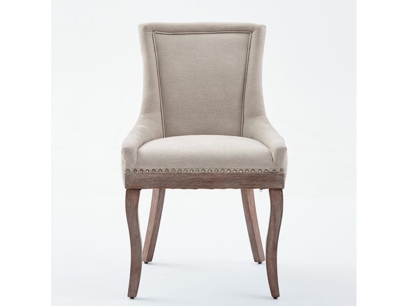  Lot de 2 chaises de salle à manger beige en chenille  - Conforama A