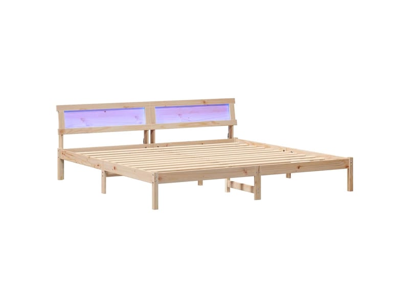  Lit double- lit adulte -  cadre de lit marron 200 x 200 cm bois massif en pin  - Conforama A