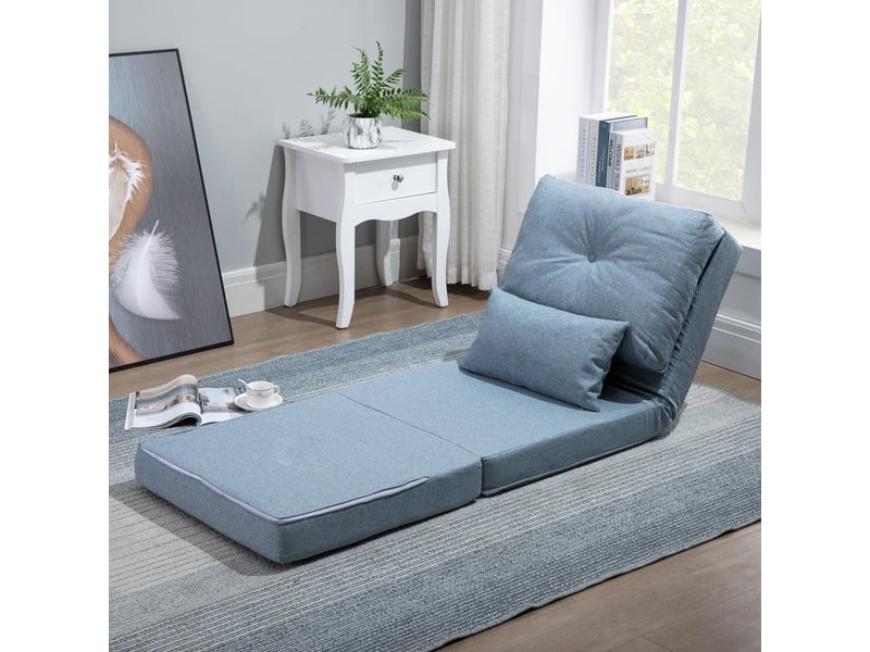  Chauffeuse canapé-lit convertible fauteuil 1 place avec 1 coussin avec dossier réglable, bleu  - Conforama D
