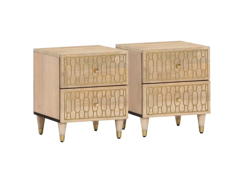  Tables de chevet 2 pièces 40x33x46 cm bois de manguier solide  - Conforama D