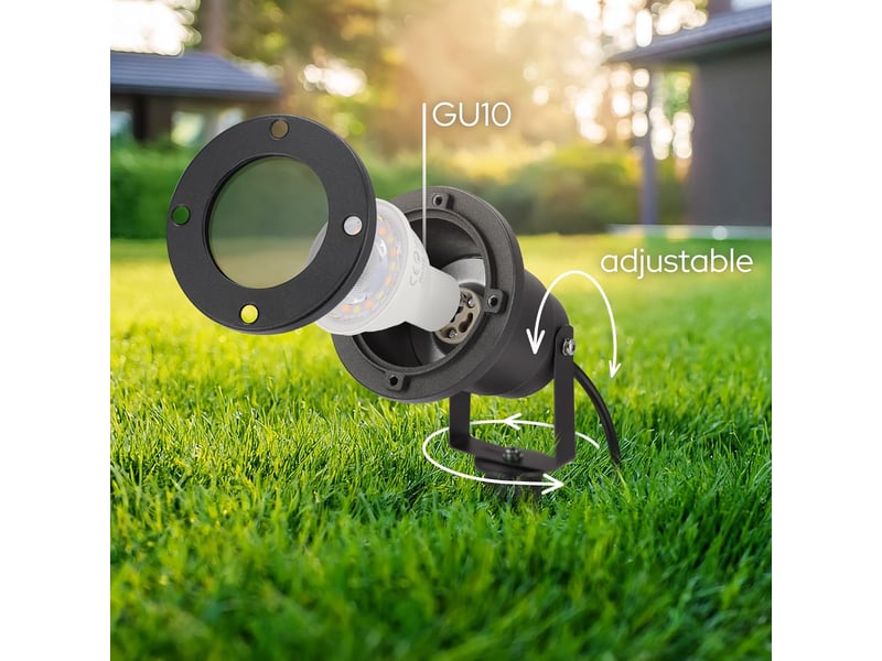  Projecteur extérieur gu10 avec mât – aluminium moulé noir – étanchéité ip65 (lumière chaude HRC0000138TBY - Conforama E