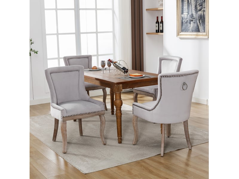Chaises de salle à manger en velours gris, lot de 4 evryae - Conforama C
