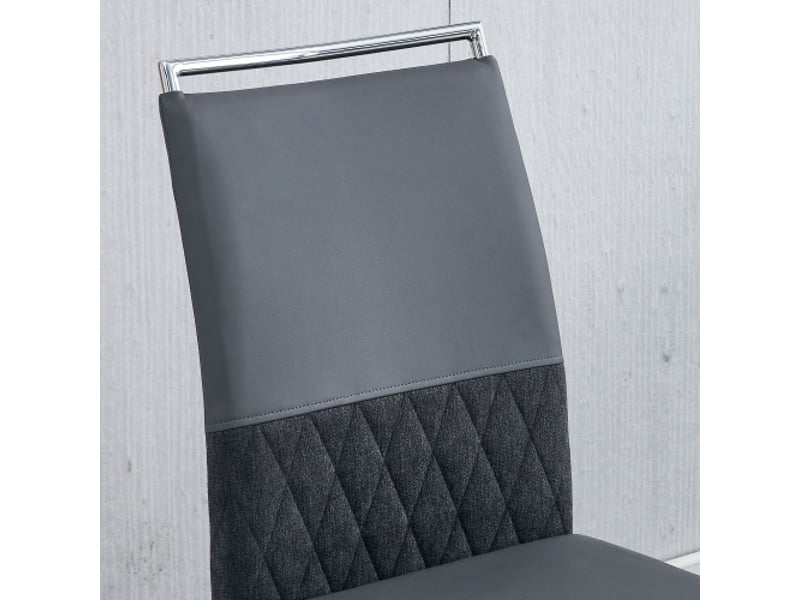  Chaise de salle à manger 6 pcs - dossier haut en simili cuir pu et lin - chaise d'appoint - gris  - Conforama C