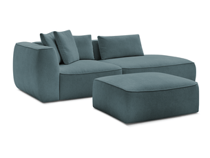 Canapé droit fixe BOBOCHIC LEOPOLD 4 places Tissu bleu