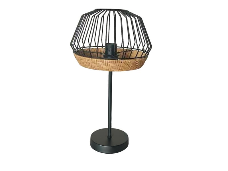  Lampe à poser fabrilamp hugo noirnaturel 1 x e27 46 x 25 x 25 cm 218271088 - Conforama A
