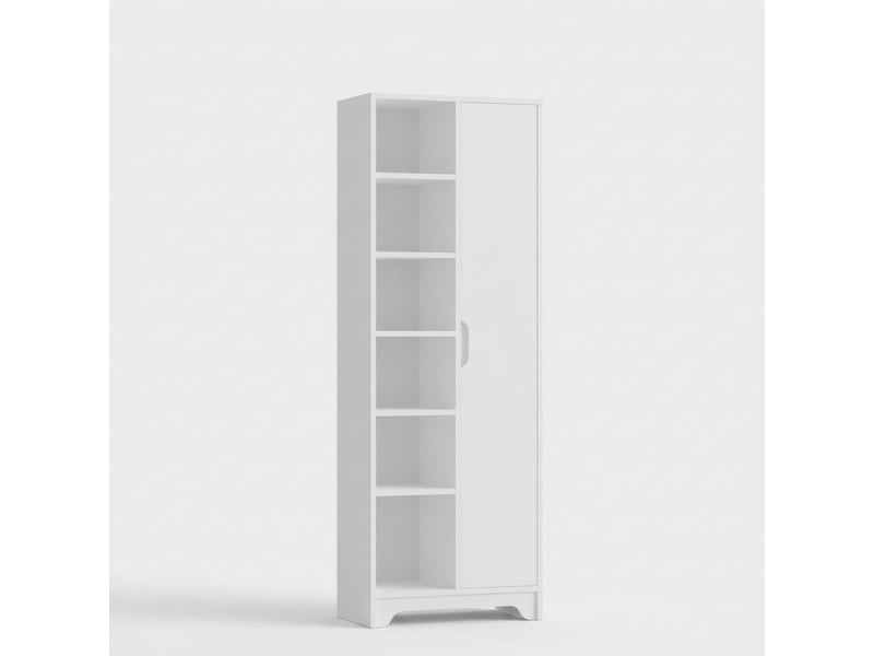  Colonne bibliothèque multifonction avec porte et étagères dairu - blanc  - Conforama A