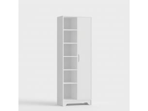 Colonne bibliothèque multifonction avec porte et étagères dairu - blanc