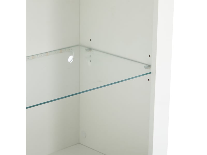  Vitrine led blanche laquée 100x35x170 cm meuble rangement salon verre trempé mdf moderne  - Conforama E