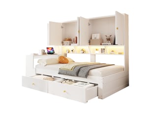 Lit combiné 90x200 cm <strong>OKMYHOME</strong> <strong></strong> coloris blanc