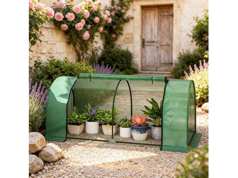  Mini serre 200x100x80 cm structure en métal vert foncé  - Conforama B