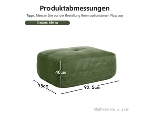 Pouf / repose pied <strong></strong> <strong>92.5x75x40cm</strong> vert