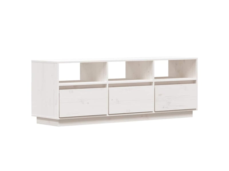  Meuble tv - banc tv - meuble de rangement blanc 140x37x50 cm bois de pin massif  - Conforama A