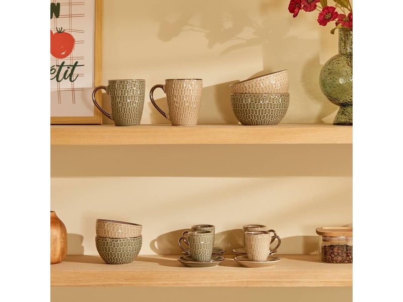  Coffret 2 tasses avec coupelles ella 90ml marron ELLA - Conforama E