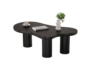 Table basse nuage irrégulière noire 107 x 66 x 40,5 cm, plateau mdf, pieds pvc