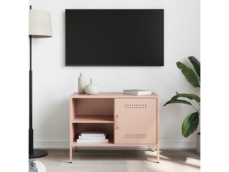  Meuble tv - banc tv - meuble de rangement rose 68x39x50,5 cm acier  - Conforama C