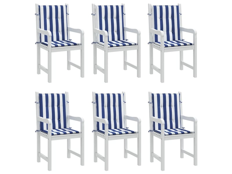  Lot de 6 coussins de dossier,  coussins de dos, tissu oxford bleu et blanc cf59462  - Conforama D