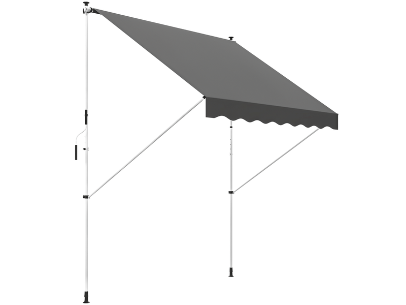  Store banne à pince 150 cm, manivelle, hauteur réglable, bras articulés, résistant intempéries, gris, balcon terrasse véranda  - Conforama A