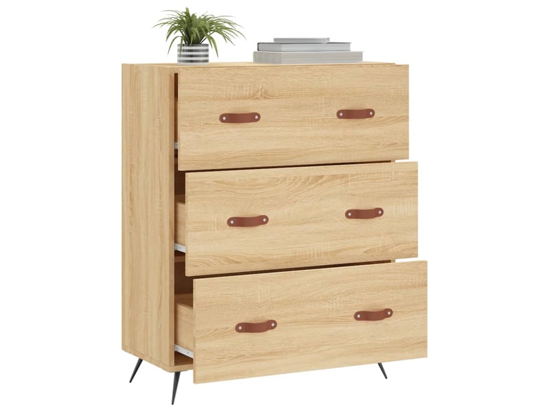  Commode chambre adulte, armoire à tiroirs chêne sonoma 69,5x34x90 cm bois d'ingénierie  - Conforama D