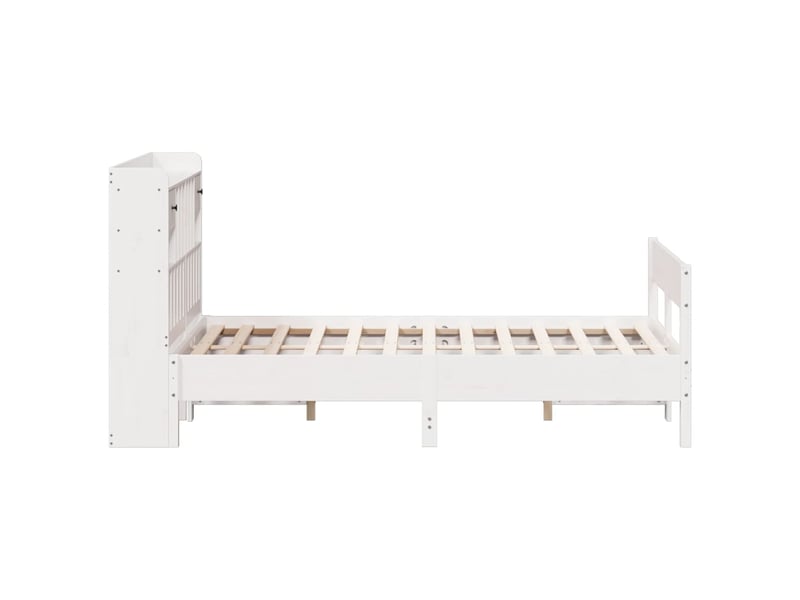  Lit double- lit adulte -  lit bibliothèque sans matelas blanc 140x190 cm bois pin massif  - Conforama D